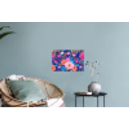 Bloemen - Blauw - Roze Muursticker klein -plant