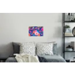 Bloemen - Blauw - Roze Muursticker klein -slaapkamer