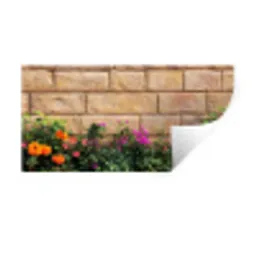 Bloemen - Bakstenen - Kleurrijk Muursticker klein -3d