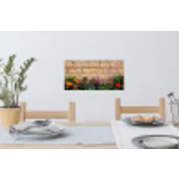 Bloemen - Bakstenen - Kleurrijk Muursticker klein -eettafel