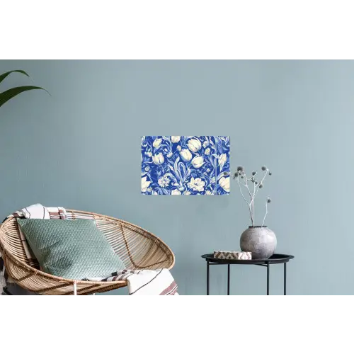 Bloemen - Delfts Blauw - Patroon - Tulp Muursticker klein -plant