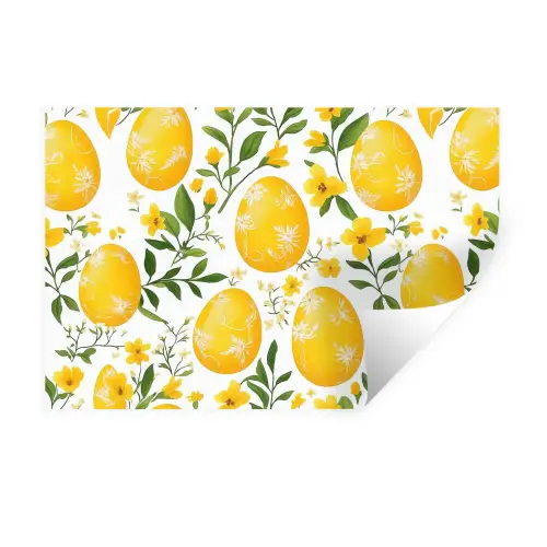 Bloemen - Paaseieren - Geel Muursticker klein -3d