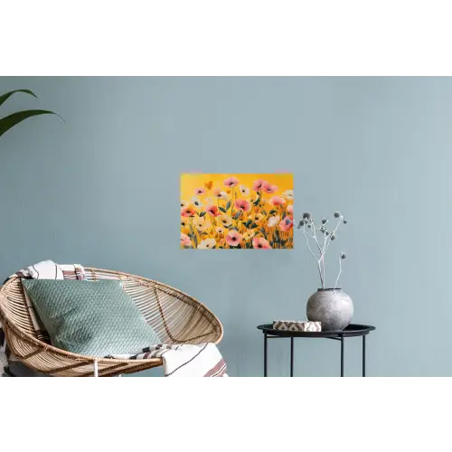 Bloemen - Veld - Geel Muursticker klein -plant