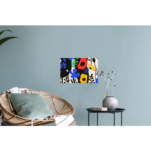 Bloemen - Bladeren - Abstract - Zwart Muursticker klein -plant