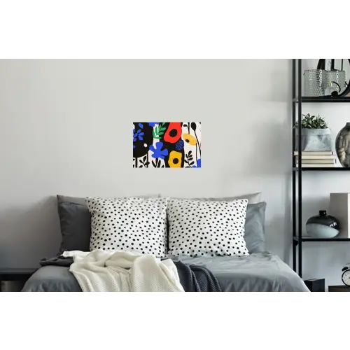Bloemen - Bladeren - Abstract - Zwart Muursticker klein -slaapkamer