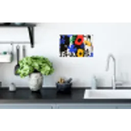 Bloemen - Bladeren - Abstract - Zwart Muursticker klein -keuken