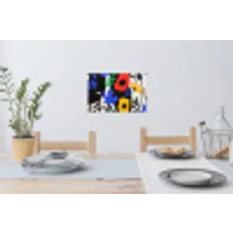 Bloemen - Bladeren - Abstract - Zwart Muursticker klein -eettafel