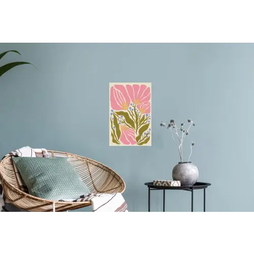 Bloemen - Bladeren - Abstract - Roze Muursticker klein -plant
