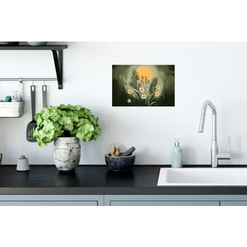 Bloemen - Bladeren - Zon - Groen Muursticker klein -keuken