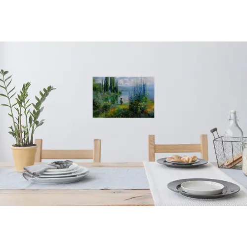 Bloemen - Meer - Bergen - Groen Muursticker klein -eettafel