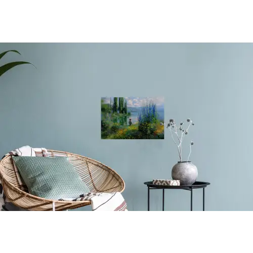 Bloemen - Meer - Bergen - Groen Muursticker klein -plant