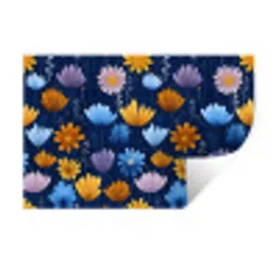 Bloemen - Patroon - Blauw - Contrast Muursticker klein -3d