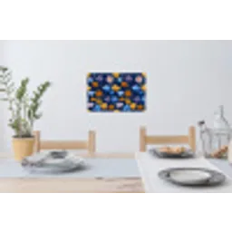 Bloemen - Patroon - Blauw - Contrast Muursticker klein -eettafel