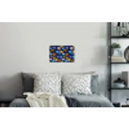 Bloemen - Patroon - Blauw - Contrast Muursticker klein -slaapkamer
