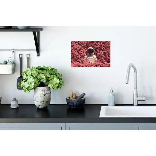 Bloemen - Roze - Astronaut Muursticker klein -keuken