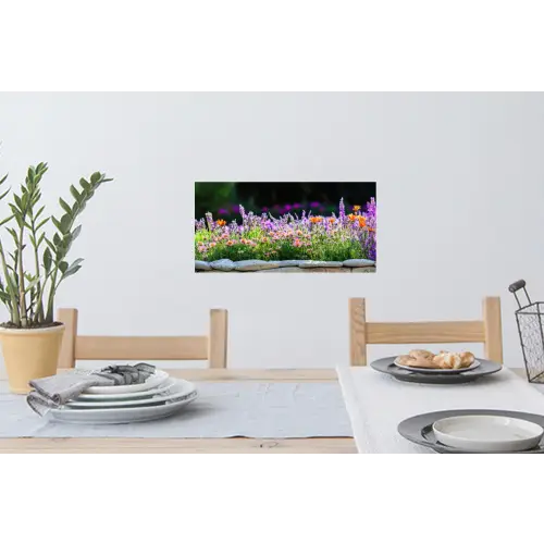 Bloemen - Steenrand - Kleurrijk Muursticker klein -eettafel