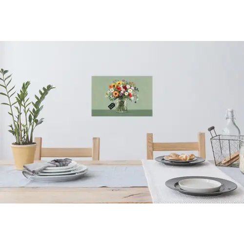 Bloemen - Vaas - Kaartje Muursticker klein -eettafel