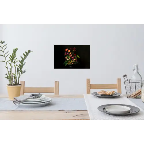 Bloemen - Vaas - Kleurrijk Muursticker klein -eettafel