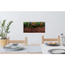 Bloemen - Muur - Groen - Oranje Muursticker klein -eettafel