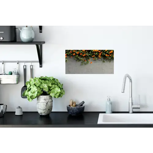 Bloemen - Muur - Oranje Muursticker klein -keuken