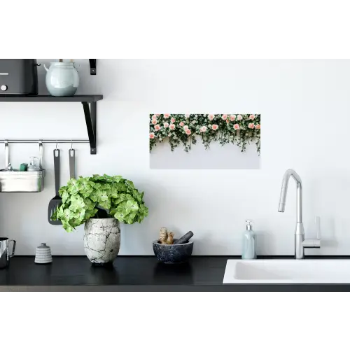 Bloemen - Muur - Rozen - Groen Muursticker klein -keuken