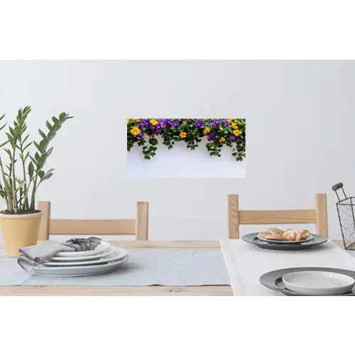 Bloemen - Muur - Geel - Paars Muursticker klein -eettafel