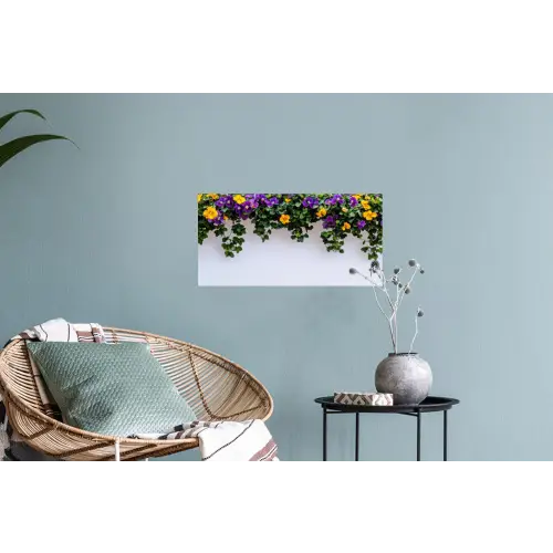 Bloemen - Muur - Geel - Paars Muursticker klein -plant