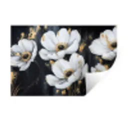 Bloemen - Wit - Abstract Muursticker klein -3d