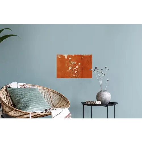 Bloemen - Wit - Subtiel - Roestkleur Muursticker klein -plant