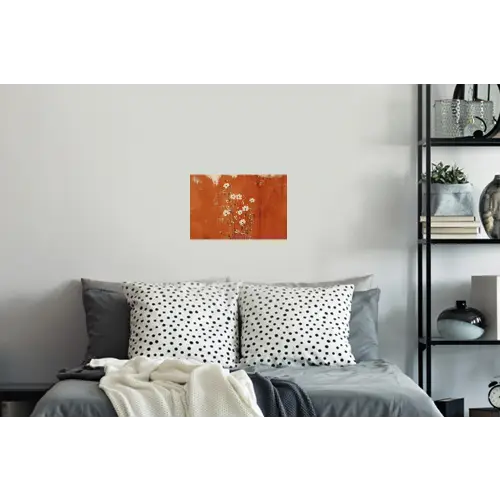 Bloemen - Wit - Subtiel - Roestkleur Muursticker klein -slaapkamer