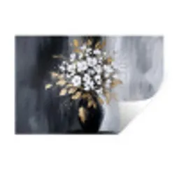 Bloemen - Wit - Vaas - Abstract Muursticker klein -3d