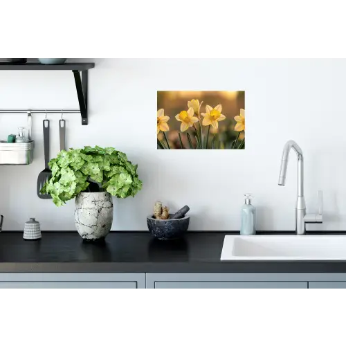 Bloemen - Geel - Wazig Muursticker klein -keuken