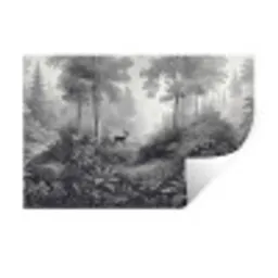 Bos - Hert - Zwart - Wit Muursticker klein -3d