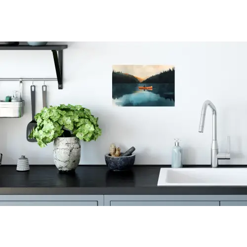 Bossen - Meer - Kano - Oranje Muursticker klein -keuken