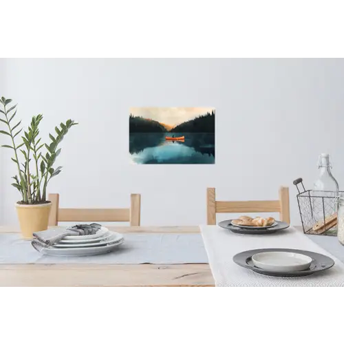 Bossen - Meer - Kano - Oranje Muursticker klein -eettafel