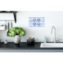 Vier schelpen - Blauw - Wit - Strepen Muursticker klein -keuken