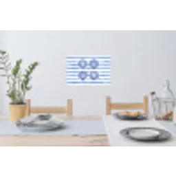 Vier schelpen - Blauw - Wit - Strepen Muursticker klein -eettafel