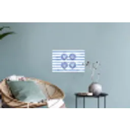 Vier schelpen - Blauw - Wit - Strepen Muursticker klein -plant