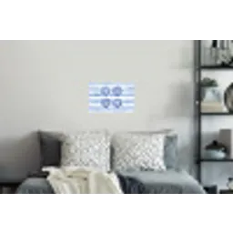 Vier schelpen - Blauw - Wit - Strepen Muursticker klein -slaapkamer