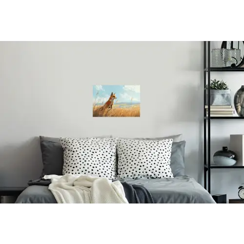 Vos - Gras - Wolken - Oranje Muursticker klein -slaapkamer