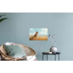 Vos - Gras - Wolken - Oranje Muursticker klein -plant