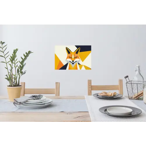 Vos - Oranje - Abstract - Driehoeken Muursticker klein -eettafel