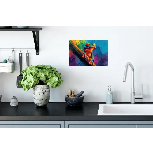 Kikker - Felgekleurd - Tak - Regenboog Muursticker klein -keuken