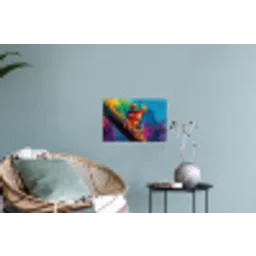 Kikker - Felgekleurd - Tak - Regenboog Muursticker klein -plant