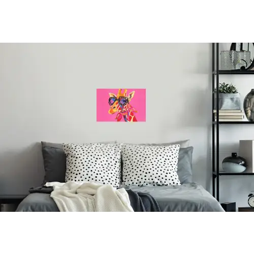 Giraf - Roze - Bril - Sjaal Muursticker klein -slaapkamer