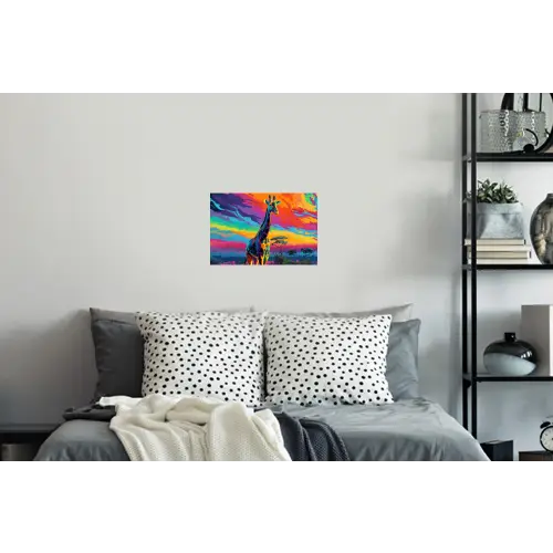 Giraffe - Savanna - Lucht - Gekleurd Muursticker klein -slaapkamer