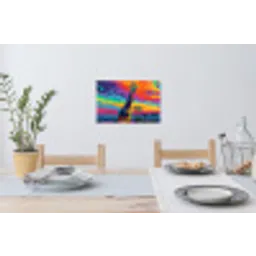 Giraffe - Savanna - Lucht - Gekleurd Muursticker klein -eettafel