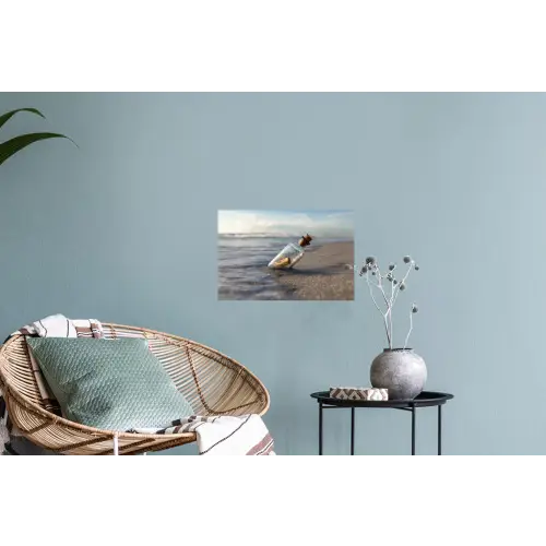 Glazenfles - Post - Zee - Zand Muursticker klein -plant