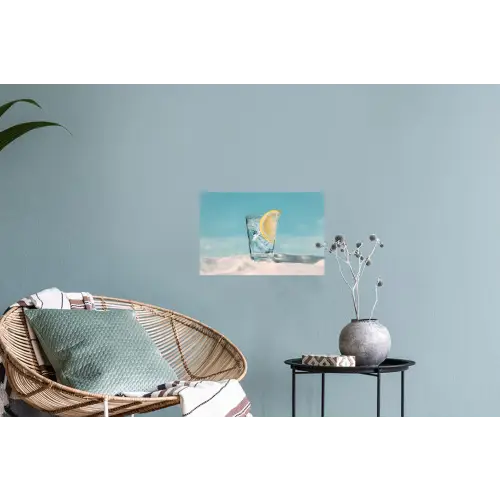 Glas - ijsblokjes - Citroen Muursticker klein -plant