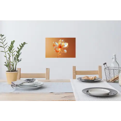 Glazen - Bloem - Oranje Muursticker klein -eettafel